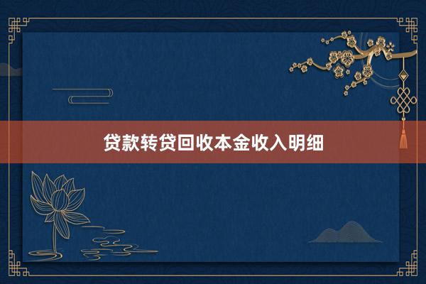 贷款转贷回收本金收入明细